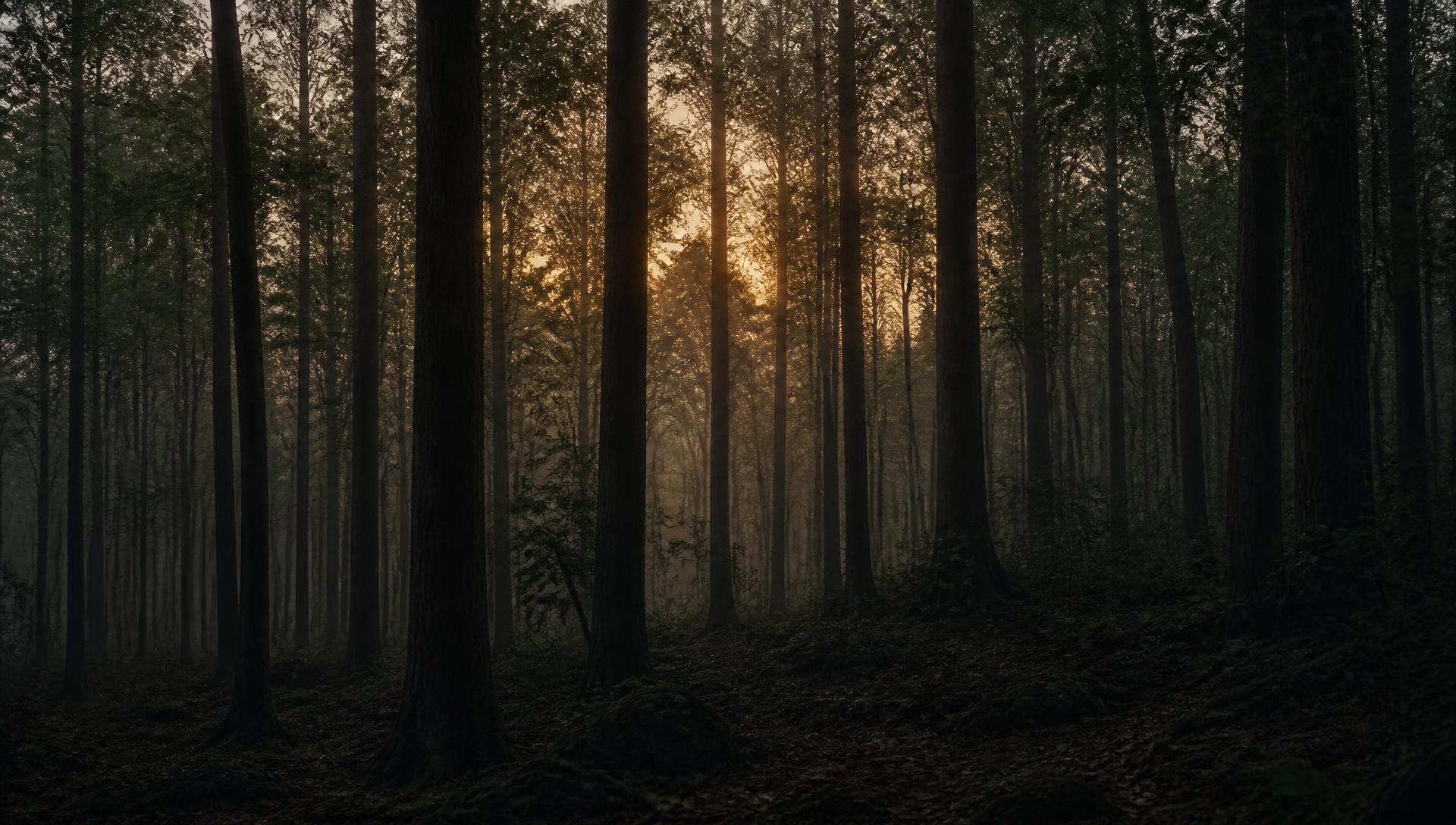 Misty sal forest at twilight